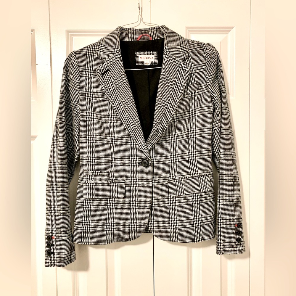 Merona Houndstooth Blazer Size 2 Fully Lined